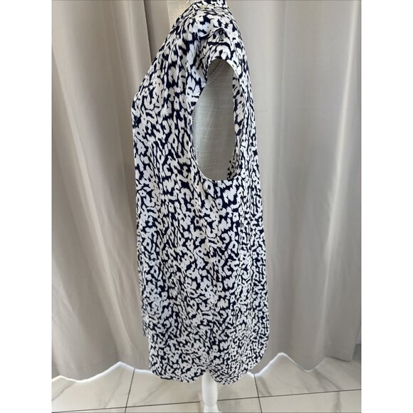 J. Crew XL Sleeveless Navy & White Printed Shift Dress - Picture 3 of 10